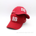 Custom 6 Panel 3D Stickerei Red Baseball Cap